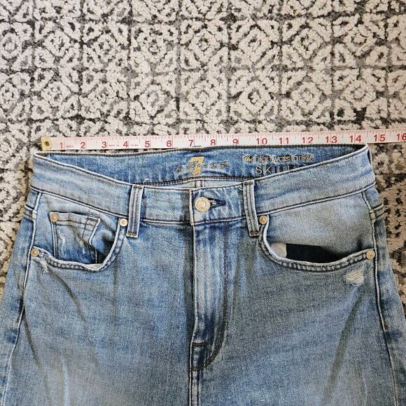 Seven For All Mankind Distressed High Rise Ankle Skinny Jeans Size 28 in Light W - Picture 5 of 7